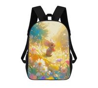 sinyumoney Cute Mouse in Flower Field Mochila Escolar Para Niños Y Niñas, Mochila Informal De Viaje, Mochila De Gran Capacidad Para El Día A Día 17inch