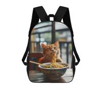 sinyumoney Cute Noodle Cat Mochila Escolar Infantil Impresa En 3D 17inch Mochilas Escolares Para Niños, Estilo Casual Y Moderno, Mochilas De Viaje De Alta Capacidad