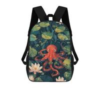sinyumoney Cute Octopus in Lily Pond Mochila Infantil Para Niñas Y Niños, Mochila De Día, Escuela Primaria, Perfecta Para La Vuelta Al Cole O Educación Física, Regalos Y Viajes 17inch