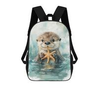 sinyumoney Cute Otter with Starfish Mochilas Impresas En 3D Para Niños, Mochila Escolar, Mochila De Moda Para Niños De Primaria Y Secundaria 17inch