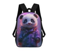 sinyumoney Cute Panda in Purple Coat Mochila Escolar Para Niños Y Niñas, Mochila Informal De Viaje, Mochila De Gran Capacidad Para El Día A Día 17inch