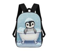 sinyumoney Cute Penguin in Bathtub with Bubbles Mochila Escolar Infantil Impresa En 3D Para Niños, Mochila De Viaje De Alta Capacidad, Mochilas Para Libros De 17 Pulgadas Para Niños