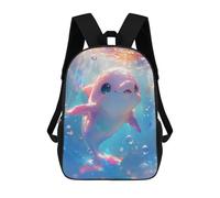 sinyumoney Cute Pink Dolphin Underwater Mochila Infantil Con Impresión 3D, Mochila Escolar Para Niños, Mochila Informal Divertida Para Niños Y Adolescentes 17inch