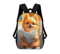 sinyumoney Cute Pomeranian Dog Reading Newspaper Toilet Funny Mochila Escolar Impresa En 3D Para Niños, Mochila Escolar Informal De Moda Para Viajes Para Niños Y Estudiantes 17inch