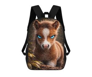 sinyumoney Cute Pony with Blue Eyes Portrait Mochila Escolar Secundaria Informal Para Viajes Para Niños/niñas/adolescentes 17inch