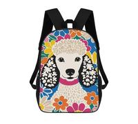 sinyumoney Cute Poodle Dog in Flowers Mochila Escolar Impresa En 3D 17inch Mochilas De Moda Para Niños, Mochilas Escolares Para Niños De Primaria Y Secundaria