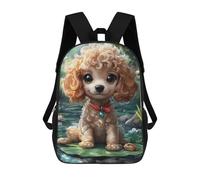 sinyumoney Cute Poodle on Lily Pad Animal Mochila Escolar Infantil Impresa En 3D Para Niños, Mochila De Viaje De Alta Capacidad, Mochilas Para Libros De 17 Pulgadas Para Niños