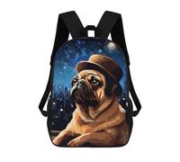 sinyumoney Cute Pug Hat Pixel Art Mochila Escolar Infantil Impresa En 3D Para Niños, Mochilas De Viaje, Bolsas Para Libros, Mochila Escolar Infantil 17inch