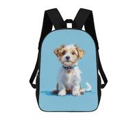 sinyumoney Cute Puppy Portrait on Blue Background Mochila Escolar Infantil De 17 Pulgadas, Impresa En 3D, Estilo Casual, Para Niños, Ideal Para Viajes, Como Mochila Escolar O Para Llevar Libros.