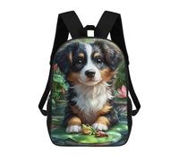sinyumoney Cute Puppy with Frogs in Pond Mochila Escolar Infantil De 17 Pulgadas, Mochila Escolar Impresa En 3D Para Niños De Primaria Y Secundaria