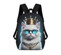 sinyumoney Cute Queen White Cat Mochila Infantil Para Niñas Y Niños, Mochila De Día, Escuela Primaria, Perfecta Para La Vuelta Al Cole O Educación Física, Regalos Y Viajes 17inch