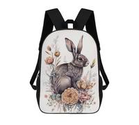 sinyumoney Cute Rabbit Floral Animal Mochilas Infantiles Impresas En 3D, Mochilas De Moda Informales, Mochilas De Viaje Bonitas, Mochilas Informales Para Exteriores Para Niños Y Niñas 17inch