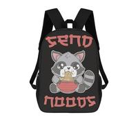 sinyumoney Cute Raccoon Eating Ramen Mochila Escolar Impermeable Para Ordenador, Ideal Para El Campus, Actividades Al Aire Libre, Viajes Y Deportes 17inch