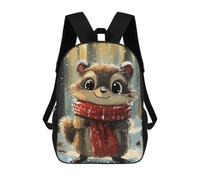 sinyumoney Cute Raccoon in Winter Scarf Mochila Escolar Grande Resistente Al Agua Para Portátil Para Niños/niñas/adolescentes 17inch