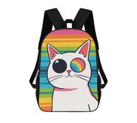 sinyumoney Cute Rainbow Cartoon Cat Mochila Escolar Infantil Impresa En 3D 17inch Mochilas Escolares Para Niños, Estilo Casual Y Moderno, Mochilas De Viaje De Alta Capacidad