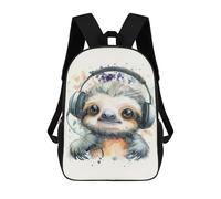 sinyumoney Cute Sloth with Headphones Mochila Escolar Grande Resistente Al Agua Para Portátil Para Niñas Y Adolescentes 17inch