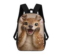 sinyumoney Cute Smiling Fawn Portrait Mochila Escolar Infantil De 17 Pulgadas, Impresa En 3D, Estilo Casual, Para Niños, Ideal Para Viajes, Como Mochila Escolar O Para Llevar Libros.