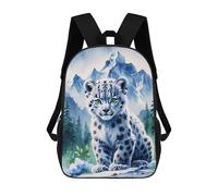 sinyumoney Cute Snow Leopard Cub in Mountains Watercolor Mochila Escolar Mochilas Escolares Para Niñas Y Niños Mochila Con Bolsillo Mochila Escolar De Moda Para Niños 17inch