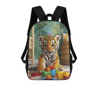 sinyumoney Cute Tiger Cub with Blocks Mochilas Para Niños Y Estudiantes, Mochilas Escolares Impresas En 3D, Mochilas Para Estudiantes De Primaria Y Secundaria Para Niños Y Niñas 17inch