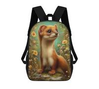 sinyumoney Cute Weasel in Floral Meadow Mochilas Escolares Ligeras Para Aeropuerto, Estudiantes Universitarios, Mochila Para Acampar, Aventuras Al Aire Libre Y Viajes Diarios 17inch