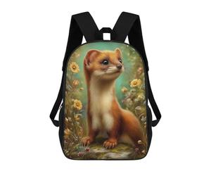 sinyumoney Cute Weasel in Floral Meadow Mochilas Escolares Ligeras Para Aeropuerto, Estudiantes Universitarios, Mochila Para Acampar, Aventuras Al Aire Libre Y Viajes Diarios 17inch