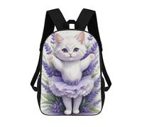 sinyumoney Cute White Cat Ballerina Mochila Escolar Para Niñas Mochila Impermeable Mochila Informal De Día Mochila Ligera Para Niño Y Niña Mochila Escolar 17inch