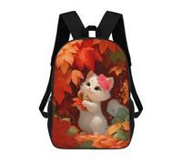 sinyumoney Cute White Kitten with Squirrel Friend Mochila Infantil, Mochila Escolar Impresa En 3D, Mochila Para Niños Y Niñas, Mochila Escolar Ajustable Para La Escuela Primaria 17inch