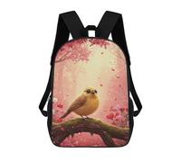 sinyumoney Cute Yellow Bird in Pink Forest Mochila Escolar Mochila De Papelería De Moda Mochila Impermeable Mochilas Informales Para El Día A Día - Perfecta Para Viajes, Trabajo Y Uso Diario 17inch