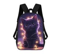 sinyumoney Cuty Cat Christmas Lights Mochila Escolar Para Niños Con Impresión 3D, Mochila Moderna Para Niños Y Niñas, Mochila Informal Para Estudiantes. 17inch