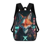 sinyumoney Cyberfox Neon Cityscape Mochila Escolar Para Niñas Y Niños, Mochilas De Gran Capacidad, Mochilas Ligeras Para Niños Y Estudiantes 17inch