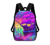 Sinyumoney Cyberprimate A Digital Masterpiece Mochila Niño, Mochila Impresa 3D Para Niños Y Adolescentes, Pirata Ship Dreamscape, 17"