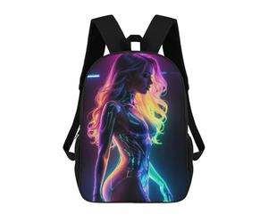sinyumoney Cyborg Woman in Neon Mochila Escolar Para Secundaria Y Preparatoria. Mochila Informal Para Hombres, Mujeres Y Adolescentes. 17inch
