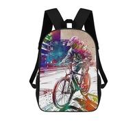 sinyumoney Cyclist in City Mochila Escolar, Mochila Para Portátil, Mochila Para Adolescentes, Niñas, Niños, Mujeres Y Hombres 17inch