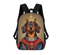 sinyumoney Dachshund Dog King Mochila Escolar Infantil Impresa En 3D Para Niños, Mochilas De Viaje, Bolsas Para Libros Para Niños Estudiantes De Primaria 17inch