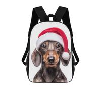 sinyumoney Dachshund Dog with Santa Hat Mochila Infantil, Mochila Escolar Infantil, Mochilas Escolares Impresas En 3D Para Niños Y Estudiantes Adolescentes 17inch