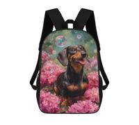 sinyumoney Dachshund in Flowers with Bubbles Mochila Escolar Infantil Impresa En 3D 17inch Mochilas De Moda Para Niños De Primaria Y Secundaria