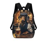 sinyumoney Dachshund in The Pub Mochilas Impresas En 3D Para Niños, Mochila Escolar, Mochila De Moda Para Niños De Primaria Y Secundaria 17inch