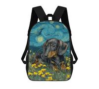 sinyumoney Dachshund Puppy in Starry Night Style Mochila Escolar De 17 Pulgadas Impresa En 3D Mochilas Infantiles Mochila Genial Impresa En 3D Para Niños De Primaria Y Secundaria