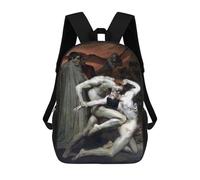 sinyumoney Dante And Virgil Painting Mochila Infantil, Mochila Escolar Impresa En 3D, Mochila Para Niños Y Niñas, Mochila Escolar Ajustable Para La Escuela Primaria 17inch