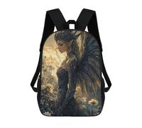sinyumoney Dark Angel in Bloom Mochila Escolar Ligera Para El Colegio, Mochila Escolar De Día, Mochila Para Libros Para La Universidad Para Niñas, Adolescentes 17inch