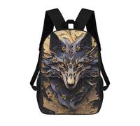 sinyumoney Dark Blue Wolf Kintsugi Mochila Escolar, Secundaria, Preparatoria, Universidad, Mochila De Viaje Para El Campus, Viajes Al Aire Libre, Deportes 17inch