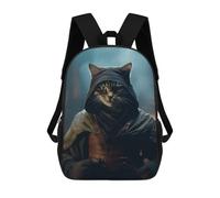 sinyumoney Dark Evil Funny Ninja Cat Mochila Infantil, Mochila Escolar Para Niños, Mochila Escolar Infantil Con Estampado 3D De Dibujos Animados, Mochila De Gran Capacidad Para Niños Y Niñas 17inch