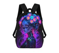 sinyumoney Dark Flower Skull Girl Mochila Escolar Grande Para Niños - Perfecta Para Viajes, Trabajo Y Uso Diario 17inch