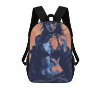 sinyumoney Dark-Haired Woman in Blue And Orange Mochila Escolar Infantil, Mochilas Impresas En 3D, Mochilas Escolares De Moda Para Niños De Primaria Y Secundaria 17inch