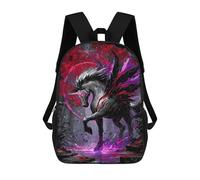 sinyumoney Dark Winged Unicorn in Forest Mochilas Para Niños, Mochilas Escolares Personalizadas En 3D Para Niños Y Niñas, Mochilas Escolares Grandes, Mochilas Informales Para El Día A Día 17inch