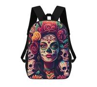 sinyumoney Day of The Dead Portrait Mochila Escolar De Moda Para Estudiantes, Adecuada Para Niños Y Niñas, Mochila Informal Para Viajes Al Aire Libre, Esencial Para El Día A Día 17inch