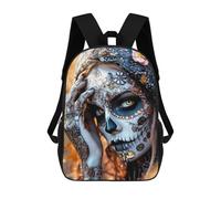 sinyumoney Day of The Dead Portrait Mochila Escolar Impresa En 3D Para Niños, Mochila Escolar, Mochilas De Viaje, Bolso Informal De Moda Para Niños Y Estudiantes 17inch