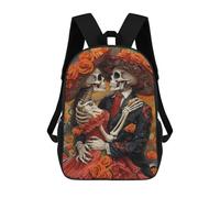 sinyumoney Day of The Dead Romance Mochila Escolar De 17 Pulgadas Impresa En 3D Mochilas Infantiles Mochila Genial Impresa En 3D Para Niños De Primaria Y Secundaria