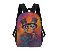 sinyumoney Day of The Dead Skeletons Art Print Mochila Escolar Informal Para El Día A Día, Para La Escuela, El Trabajo Y Los Viajes Para Hombres, Mujeres Y Adolescentes. 17inch