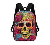 sinyumoney Day of The Dead Sugar Skull Art Print Mochila Escolar Infantil Impresa En 3D Para Niños, Mochila De Viaje De Alta Capacidad, Mochilas Para Libros De 17 Pulgadas Para Niños
